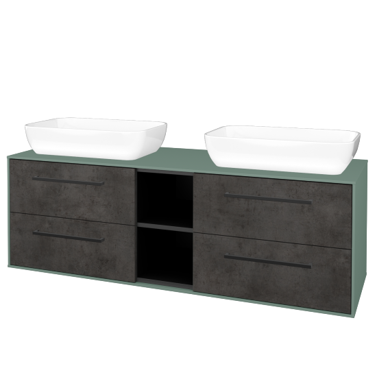 Skříňka pod umyvadlo KVADRO SZZ4O2 150 (umyvadlo Felis 1)  - M18 Mint mat - Úchytka T06 - D16 Beton tmavý - Ne