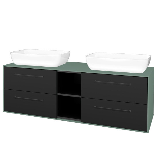 Skříňka pod umyvadlo KVADRO SZZ4O2 150 (umyvadlo Felis 1)  - M18 Mint mat - Úchytka T06 - N03 Graphite - Ne