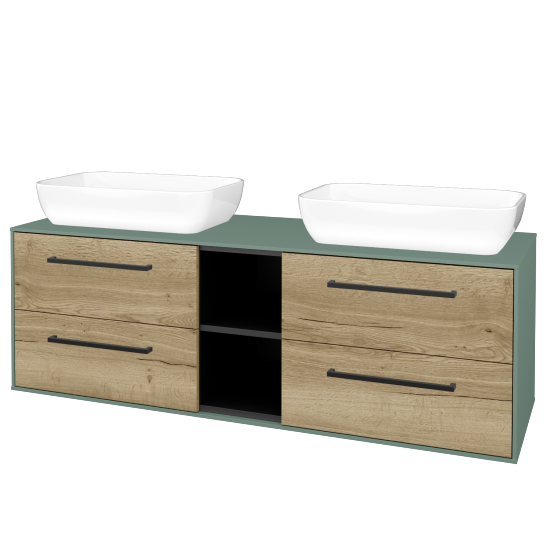 Skříňka pod umyvadlo KVADRO SZZ4O2 150 (umyvadlo Felis 1)  - M18 Mint mat - Úchytka T06 - D26 Ontario - Ne