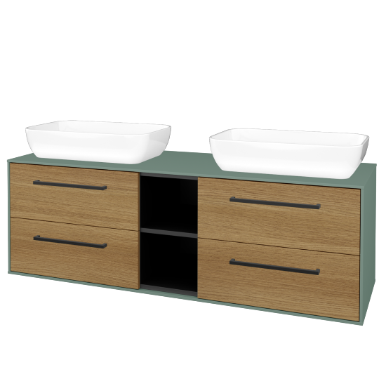 Skříňka pod umyvadlo KVADRO SZZ4O2 150 (umyvadlo Felis 1)  - M18 Mint mat - Úchytka T06 - D29 Honey - Ne