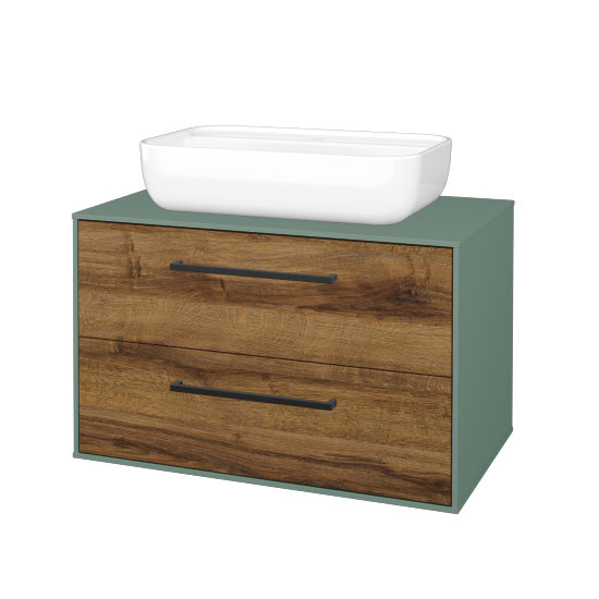 Skříňka pod umyvadlo KVADRO SZZ2 80 (umyvadlo Felis 2)  - M18 Mint mat - Úchytka T06 - D27 Cognac - Ne