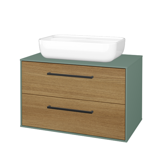 Skříňka pod umyvadlo KVADRO SZZ2 80 (umyvadlo Felis 2)  - M18 Mint mat - Úchytka T06 - D29 Honey - Ne