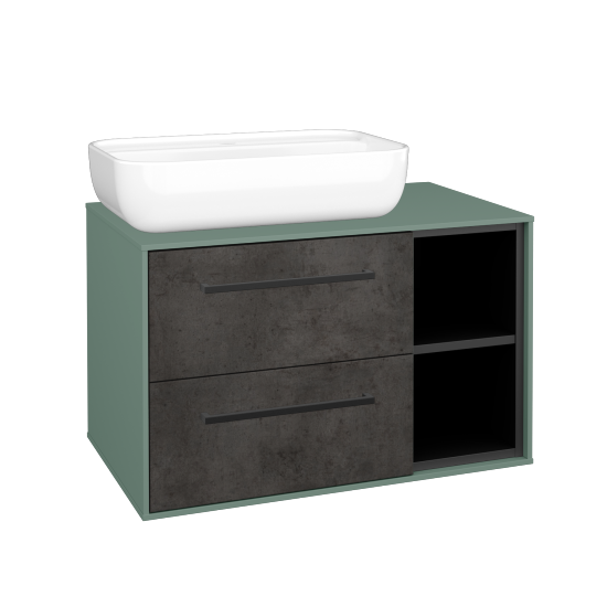 Skříňka pod umyvadlo KVADRO SZZ2O2P 80 (umyvadlo Felis 2)  - M18 Mint mat - Úchytka T06 - D16 Beton tmavý - Ne