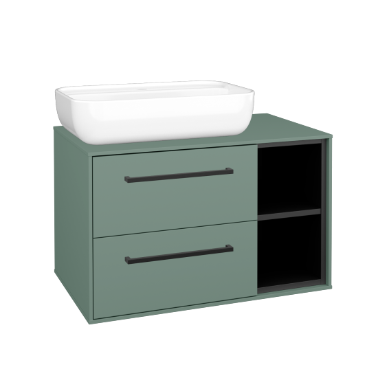 Skříňka pod umyvadlo KVADRO SZZ2O2P 80 (umyvadlo Felis 2)  - M18 Mint mat - Úchytka T06 - M18 Mint mat - Ne