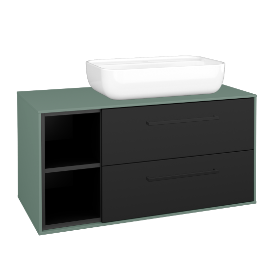 Skříňka pod umyvadlo KVADRO SZZ2O2L 100 (umyvadlo Felis 2)  - M18 Mint mat - Úchytka T06 - N03 Graphite - Ne