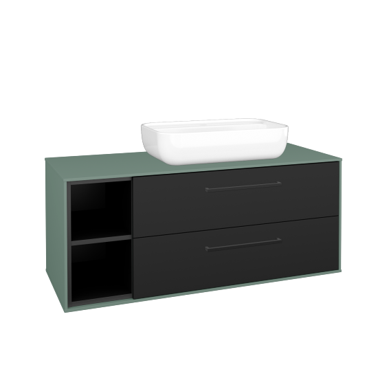 Skříňka pod umyvadlo KVADRO SZZ2O2L 120 (umyvadlo Felis 2)  - M18 Mint mat - Úchytka T06 - N03 Graphite - Ne