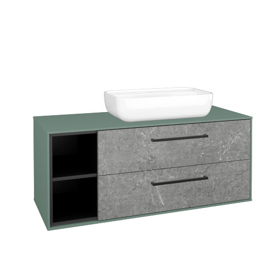 Skříňka pod umyvadlo KVADRO SZZ2O2L 120 (umyvadlo Felis 2)  - M18 Mint mat - Úchytka T06 - D20 Galaxy - Ne