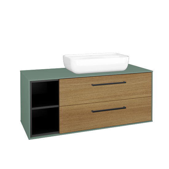 Skříňka pod umyvadlo KVADRO SZZ2O2L 120 (umyvadlo Felis 2)  - M18 Mint mat - Úchytka T06 - D29 Honey - Ne