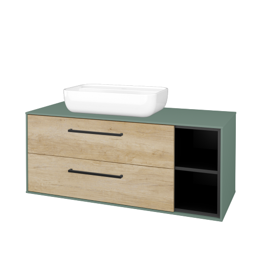 Skříňka pod umyvadlo KVADRO SZZ2O2P 120 (umyvadlo Felis 2)  - M18 Mint mat - Úchytka T06 - D15 Nebraska - Ne