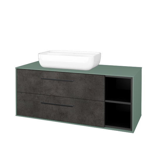 Skříňka pod umyvadlo KVADRO SZZ2O2P 120 (umyvadlo Felis 2)  - M18 Mint mat - Úchytka T06 - D16 Beton tmavý - Ne
