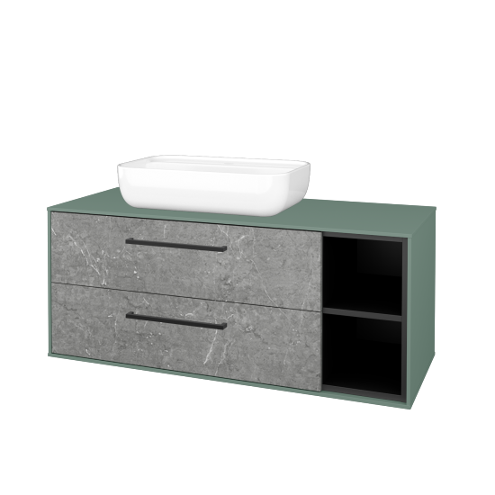 Skříňka pod umyvadlo KVADRO SZZ2O2P 120 (umyvadlo Felis 2)  - M18 Mint mat - Úchytka T06 - D20 Galaxy - Ne