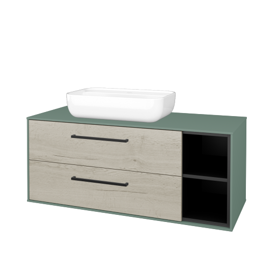 Skříňka pod umyvadlo KVADRO SZZ2O2P 120 (umyvadlo Felis 2)  - M18 Mint mat - Úchytka T06 - D28 Alberta - Ne