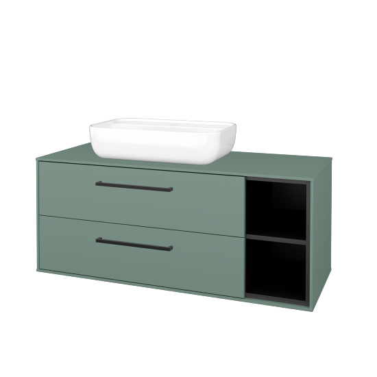 Skříňka pod umyvadlo KVADRO SZZ2O2P 120 (umyvadlo Felis 2)  - M18 Mint mat - Úchytka T06 - M18 Mint mat - Ne