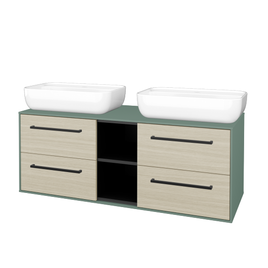 Skříňka pod umyvadlo KVADRO SZZ4O2 130 (umyvadlo Felis 2)  - M18 Mint mat - Úchytka T06 - D04 Dub - Ne