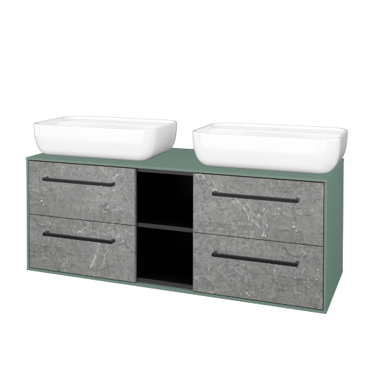 Skříňka pod umyvadlo KVADRO SZZ4O2 130 (umyvadlo Felis 2)  - M18 Mint mat - Úchytka T06 - D20 Galaxy - Ne