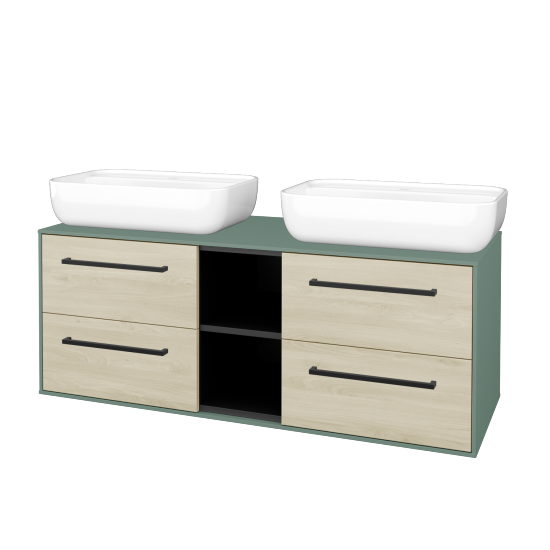 Skříňka pod umyvadlo KVADRO SZZ4O2 130 (umyvadlo Felis 2)  - M18 Mint mat - Úchytka T06 - D24 Ohio - Ne