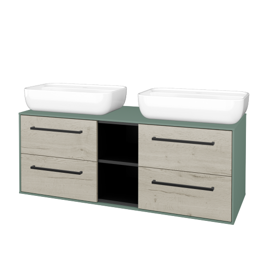Skříňka pod umyvadlo KVADRO SZZ4O2 130 (umyvadlo Felis 2)  - M18 Mint mat - Úchytka T06 - D28 Alberta - Ne