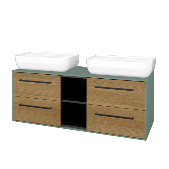 Skříňka pod umyvadlo KVADRO SZZ4O2 130 (umyvadlo Felis 2)  - M18 Mint mat - Úchytka T06 - D29 Honey - Ne