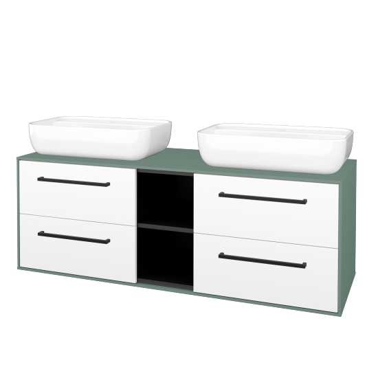 Skříňka pod umyvadlo KVADRO SZZ4O2 140 (umyvadlo Felis 2)  - M18 Mint mat - Úchytka T06 - N01 Bílá lesk - Ne