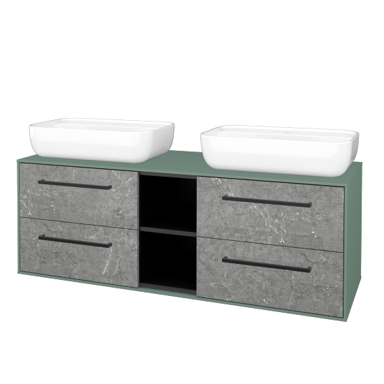 Skříňka pod umyvadlo KVADRO SZZ4O2 140 (umyvadlo Felis 2)  - M18 Mint mat - Úchytka T06 - D20 Galaxy - Ne