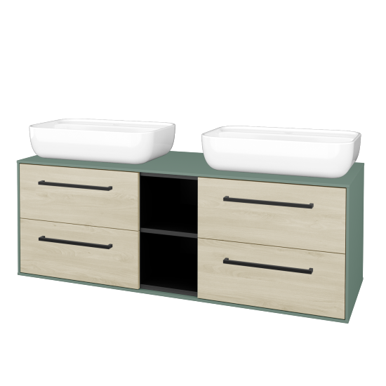 Skříňka pod umyvadlo KVADRO SZZ4O2 140 (umyvadlo Felis 2)  - M18 Mint mat - Úchytka T06 - D24 Ohio - Ne
