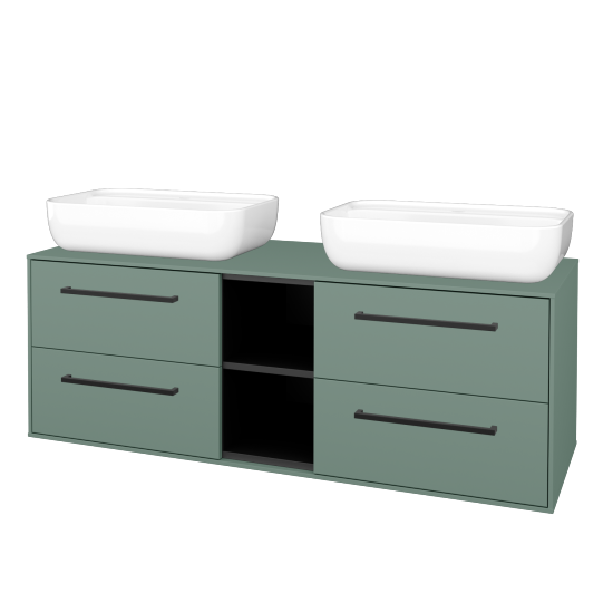 Skříňka pod umyvadlo KVADRO SZZ4O2 140 (umyvadlo Felis 2)  - M18 Mint mat - Úchytka T06 - M18 Mint mat - Ne
