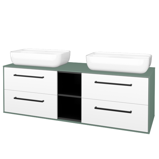 Skříňka pod umyvadlo KVADRO SZZ4O2 150 (umyvadlo Felis 2)  - M18 Mint mat - Úchytka T06 - N01 Bílá lesk - Ne