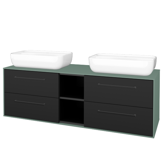 Skříňka pod umyvadlo KVADRO SZZ4O2 150 (umyvadlo Felis 2)  - M18 Mint mat - Úchytka T06 - N03 Graphite - Ne