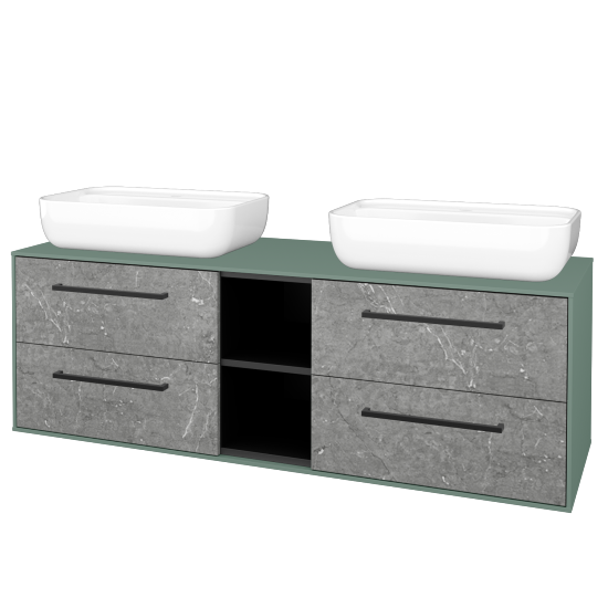 Skříňka pod umyvadlo KVADRO SZZ4O2 150 (umyvadlo Felis 2)  - M18 Mint mat - Úchytka T06 - D20 Galaxy - Ne