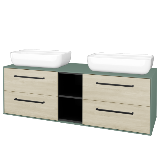 Skříňka pod umyvadlo KVADRO SZZ4O2 150 (umyvadlo Felis 2)  - M18 Mint mat - Úchytka T06 - D24 Ohio - Ne