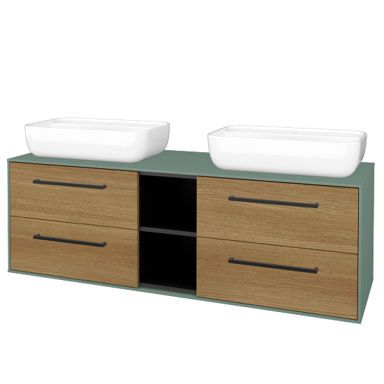 Skříňka pod umyvadlo KVADRO SZZ4O2 150 (umyvadlo Felis 2)  - M18 Mint mat - Úchytka T06 - D29 Honey - Ne