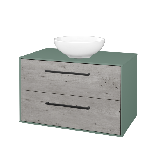 Skříňka pod umyvadlo KVADRO SZZ2 80 (umyvadlo Nikolo 1)  - M18 Mint mat - Úchytka T06 - D01 Beton - Ne
