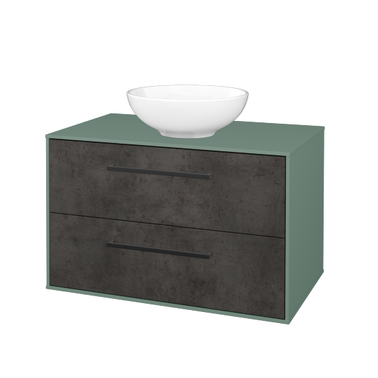 Skříňka pod umyvadlo KVADRO SZZ2 80 (umyvadlo Nikolo 1)  - M18 Mint mat - Úchytka T06 - D16 Beton tmavý - Ne