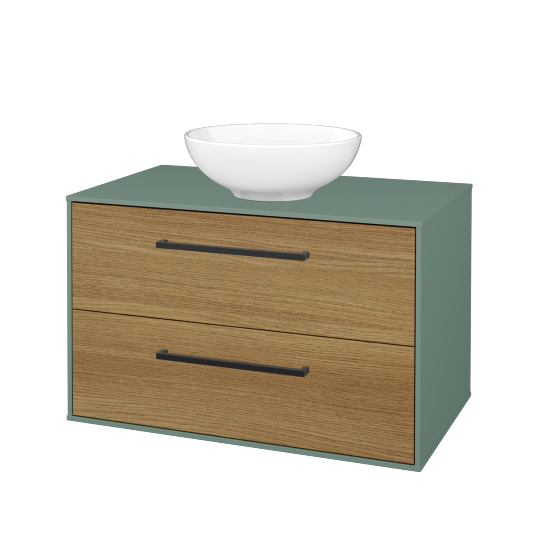 Skříňka pod umyvadlo KVADRO SZZ2 80 (umyvadlo Nikolo 1)  - M18 Mint mat - Úchytka T06 - D29 Honey - Ne