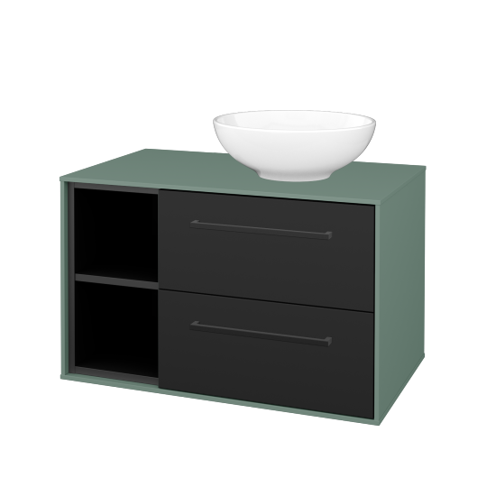Skříňka pod umyvadlo KVADRO SZZ2O2L 80 (umyvadlo Nikolo 1)  - M18 Mint mat - Úchytka T06 - N03 Graphite - Ne