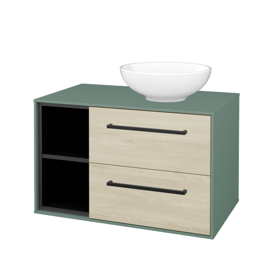 Skříňka pod umyvadlo KVADRO SZZ2O2L 80 (umyvadlo Nikolo 1)  - M18 Mint mat - Úchytka T06 - D24 Ohio - Ne