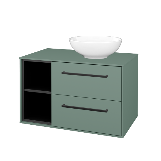 Skříňka pod umyvadlo KVADRO SZZ2O2L 80 (umyvadlo Nikolo 1)  - M18 Mint mat - Úchytka T06 - M18 Mint mat - Ne