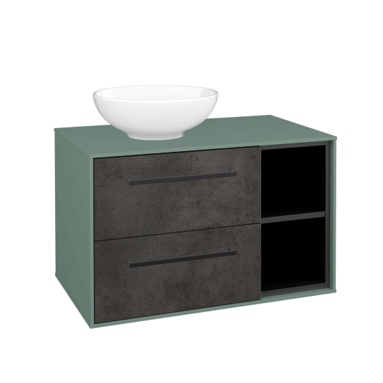 Skříňka pod umyvadlo KVADRO SZZ2O2P 80 (umyvadlo Nikolo 1)  - M18 Mint mat - Úchytka T06 - D16 Beton tmavý - Ne