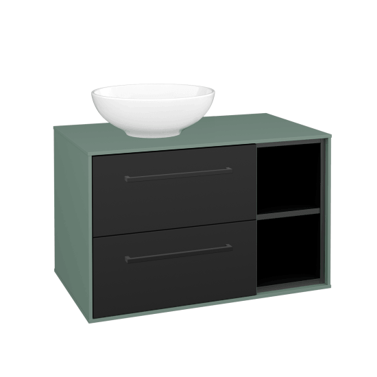 Skříňka pod umyvadlo KVADRO SZZ2O2P 80 (umyvadlo Nikolo 1)  - M18 Mint mat - Úchytka T06 - N03 Graphite - Ne