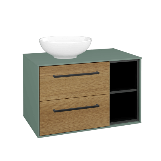 Skříňka pod umyvadlo KVADRO SZZ2O2P 80 (umyvadlo Nikolo 1)  - M18 Mint mat - Úchytka T06 - D29 Honey - Ne