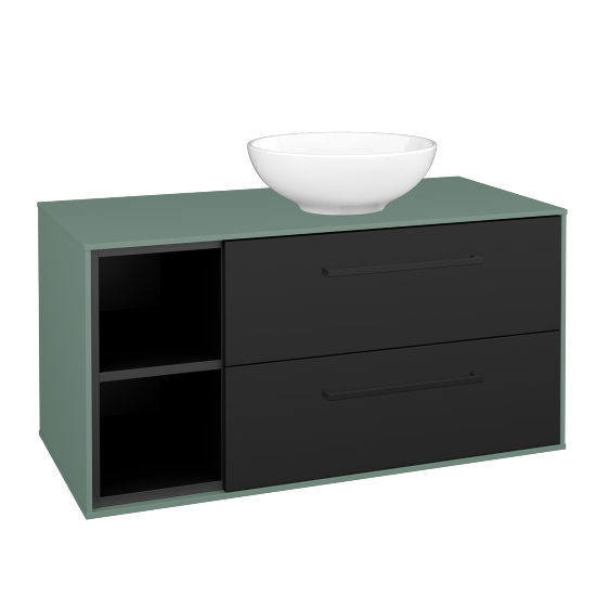 Skříňka pod umyvadlo KVADRO SZZ2O2L 100 (umyvadlo Nikolo 1)  - M18 Mint mat - Úchytka T06 - N03 Graphite - Ne