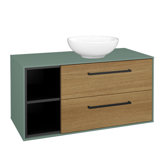 Skříňka pod umyvadlo KVADRO SZZ2O2L 100 (umyvadlo Nikolo 1)  - M18 Mint mat - Úchytka T06 - D29 Honey - Ne