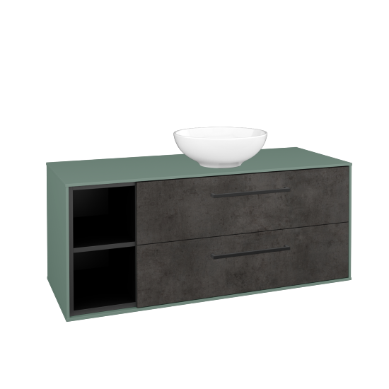Skříňka pod umyvadlo KVADRO SZZ2O2L 120 (umyvadlo Nikolo 1)  - M18 Mint mat - Úchytka T06 - D16 Beton tmavý - Ne