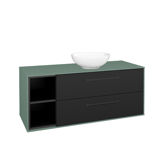 Skříňka pod umyvadlo KVADRO SZZ2O2L 120 (umyvadlo Nikolo 1)  - M18 Mint mat - Úchytka T06 - N03 Graphite - Ne
