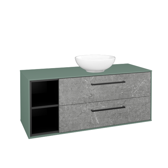 Skříňka pod umyvadlo KVADRO SZZ2O2L 120 (umyvadlo Nikolo 1)  - M18 Mint mat - Úchytka T06 - D20 Galaxy - Ne