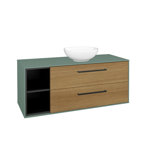 Skříňka pod umyvadlo KVADRO SZZ2O2L 120 (umyvadlo Nikolo 1)  - M18 Mint mat - Úchytka T06 - D29 Honey - Ne