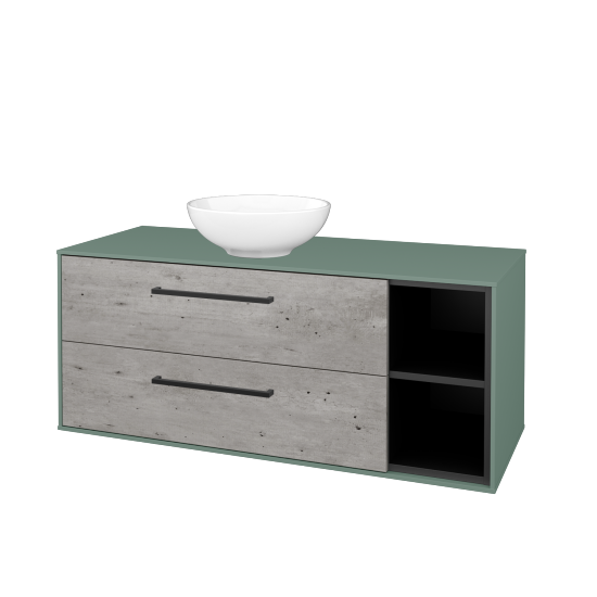 Skříňka pod umyvadlo KVADRO SZZ2O2P 120 (umyvadlo Nikolo 1)  - M18 Mint mat - Úchytka T06 - D01 Beton - Ne