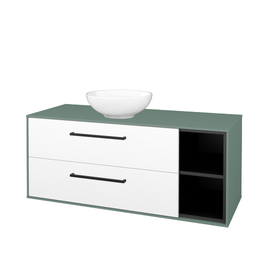Skříňka pod umyvadlo KVADRO SZZ2O2P 120 (umyvadlo Nikolo 1)  - M18 Mint mat - Úchytka T06 - N01 Bílá lesk - Ne