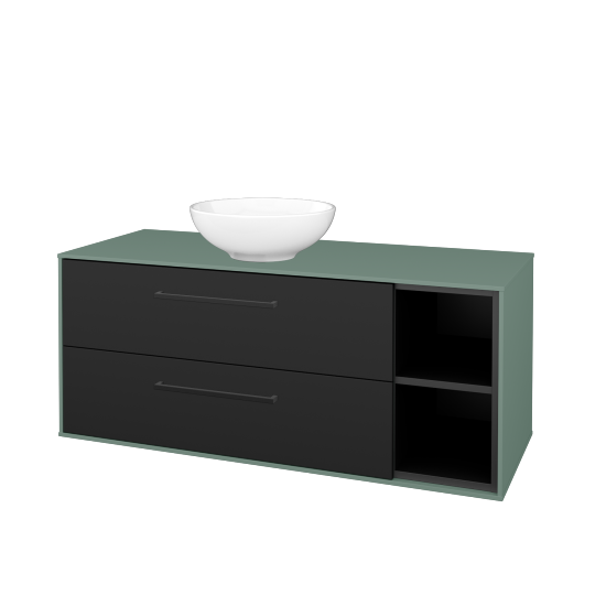 Skříňka pod umyvadlo KVADRO SZZ2O2P 120 (umyvadlo Nikolo 1)  - M18 Mint mat - Úchytka T06 - N03 Graphite - Ne