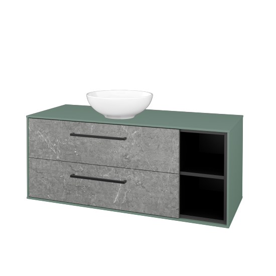 Skříňka pod umyvadlo KVADRO SZZ2O2P 120 (umyvadlo Nikolo 1)  - M18 Mint mat - Úchytka T06 - D20 Galaxy - Ne